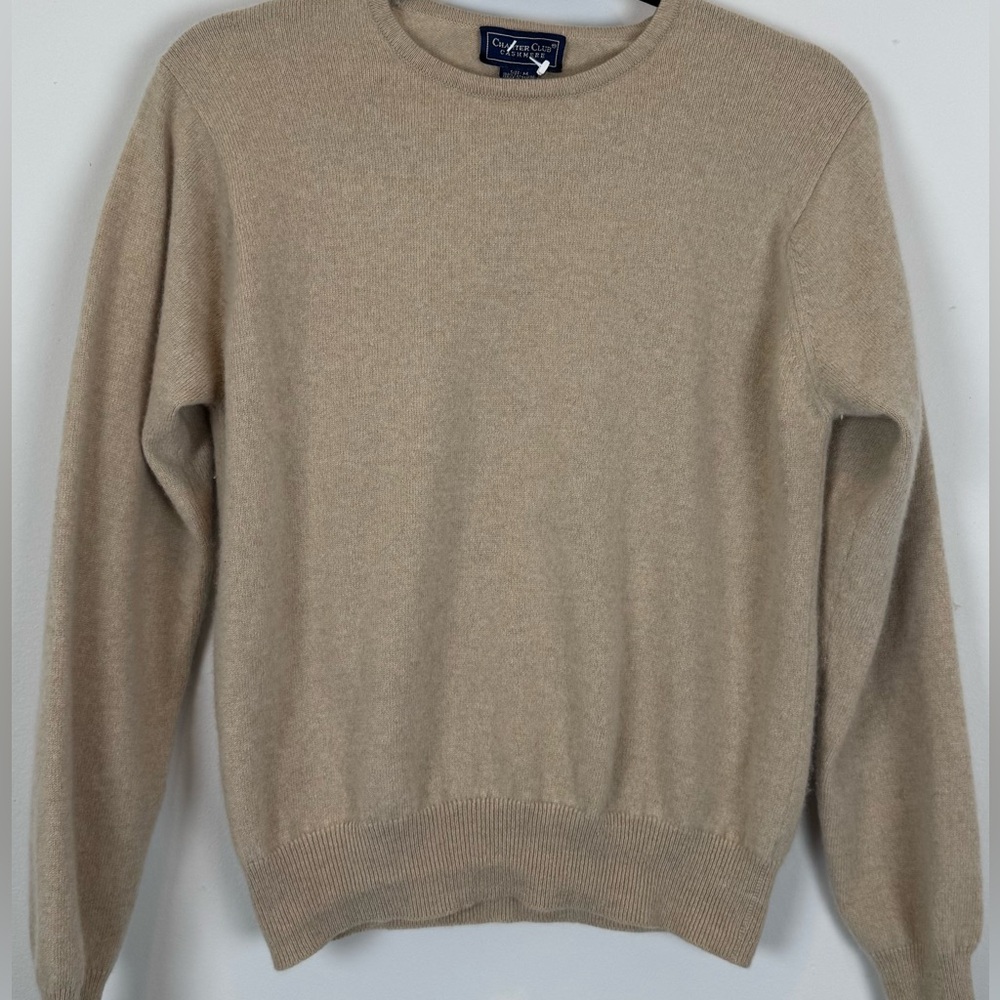 Charter Club 100% Cashmere Beige Crewneck Sweater Long Sleeve Size Medium